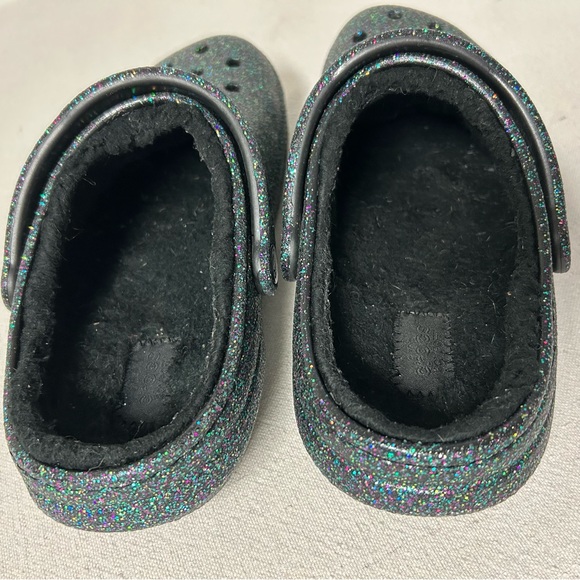 Crocs Classic Glitter Lined Clogs M6 / W8 Multicolor Black Lining Starry Skies - Picture 5 of 10